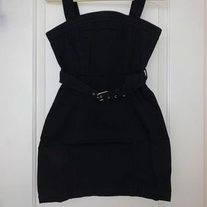Black Denim Overall Dress